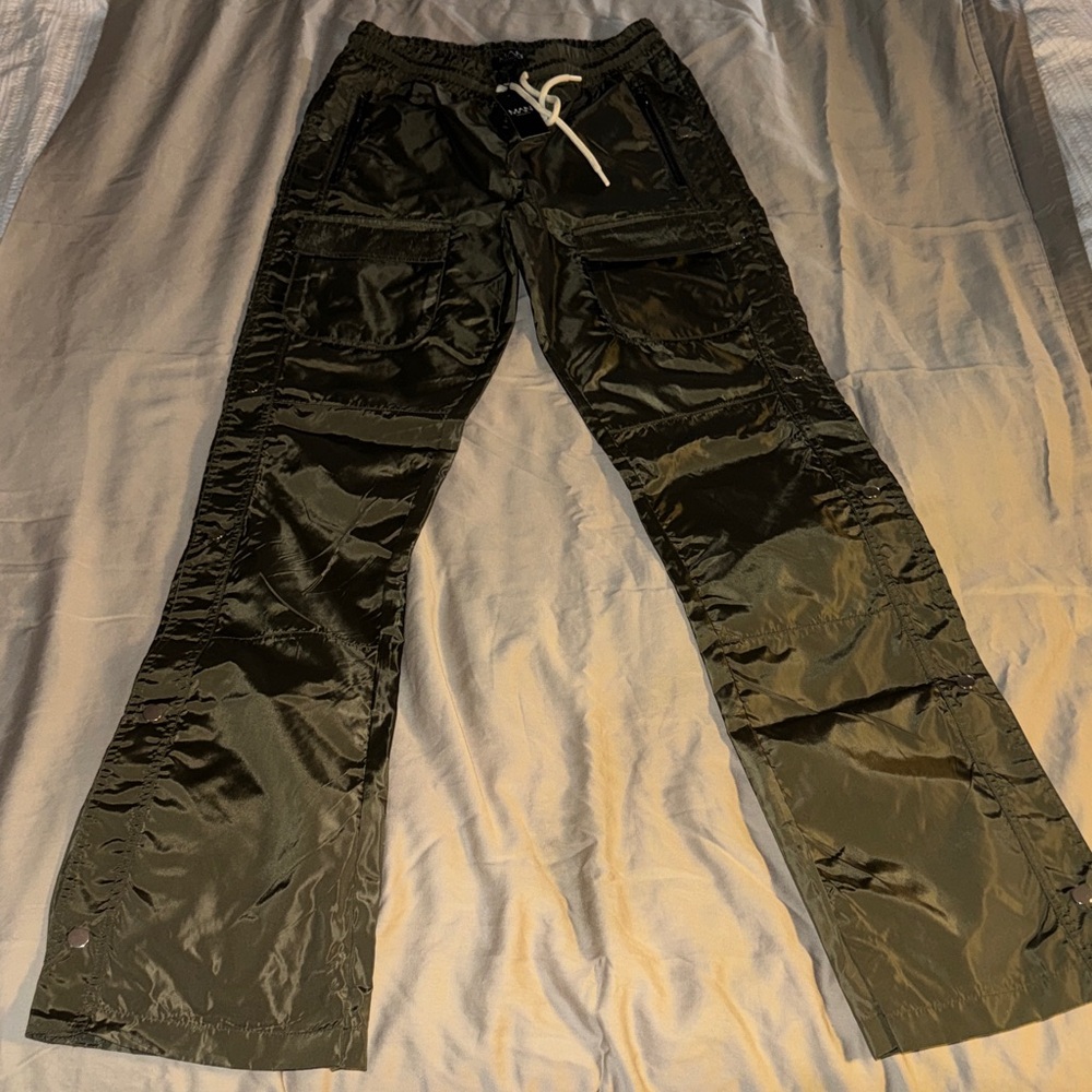 Boohoo Olive Cargo Drawstring Trousers